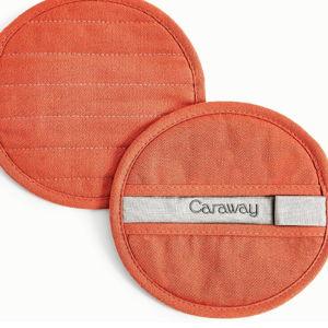 Caraway Pot Holders - 100% Organic Cotton Pot Holder - Double-Layer Stain Resistant Stitching - Resists High Heat & Low Cold Temperatures - Machine Washable - Perracotta