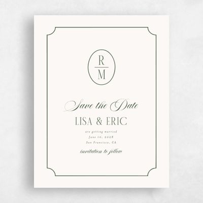Dark Olive, Beige Wedding Save the Date - Idalia Portrait