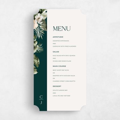 Green Ticket Wedding Menu - Katmai