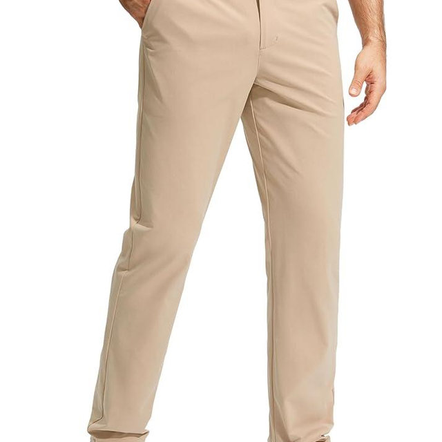 Pudolla Men's Golf Pants Stretch Work Dress Comfy Pants 30"/32"/34" Lightweight Quick Dry Casual Slacks Trousers with Pockets