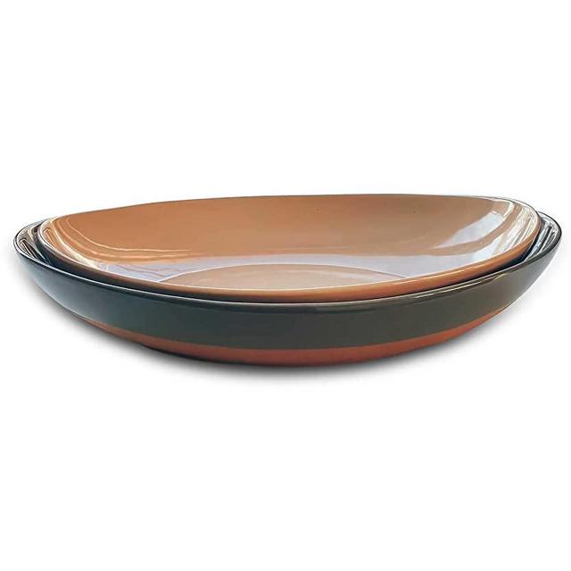 Mora Ceramic Large Serving Bowls- Set of 2 Oval Platters for Entertaining. Modern Kitchen Dishes for Dinner, Fruit, Salad, Turkey, etc. Oven, Dishwasher Safe, 110 / 80 oz, 16" / 14.6" - Neutrals