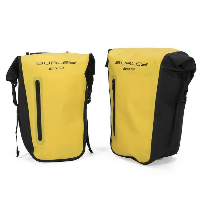 Burley Design Pannier Set, Roll-Top, Waterproof, 22L Total Capacity, 10mm Rack Bar Compatible , Yellow
