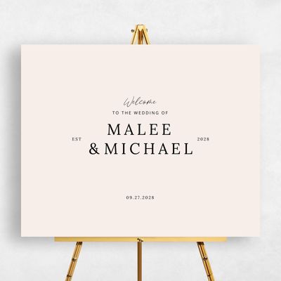 Beige Wedding Sign - Keanu Landscape