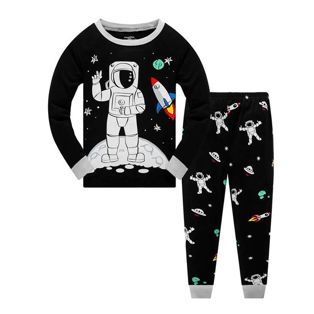 Little Boys Pajamas for Toddler Clothes Set Planet Train Sleepwear Long Sleeve 100% Cotton 2 Piece Kids Pjs Size 1-10 Years