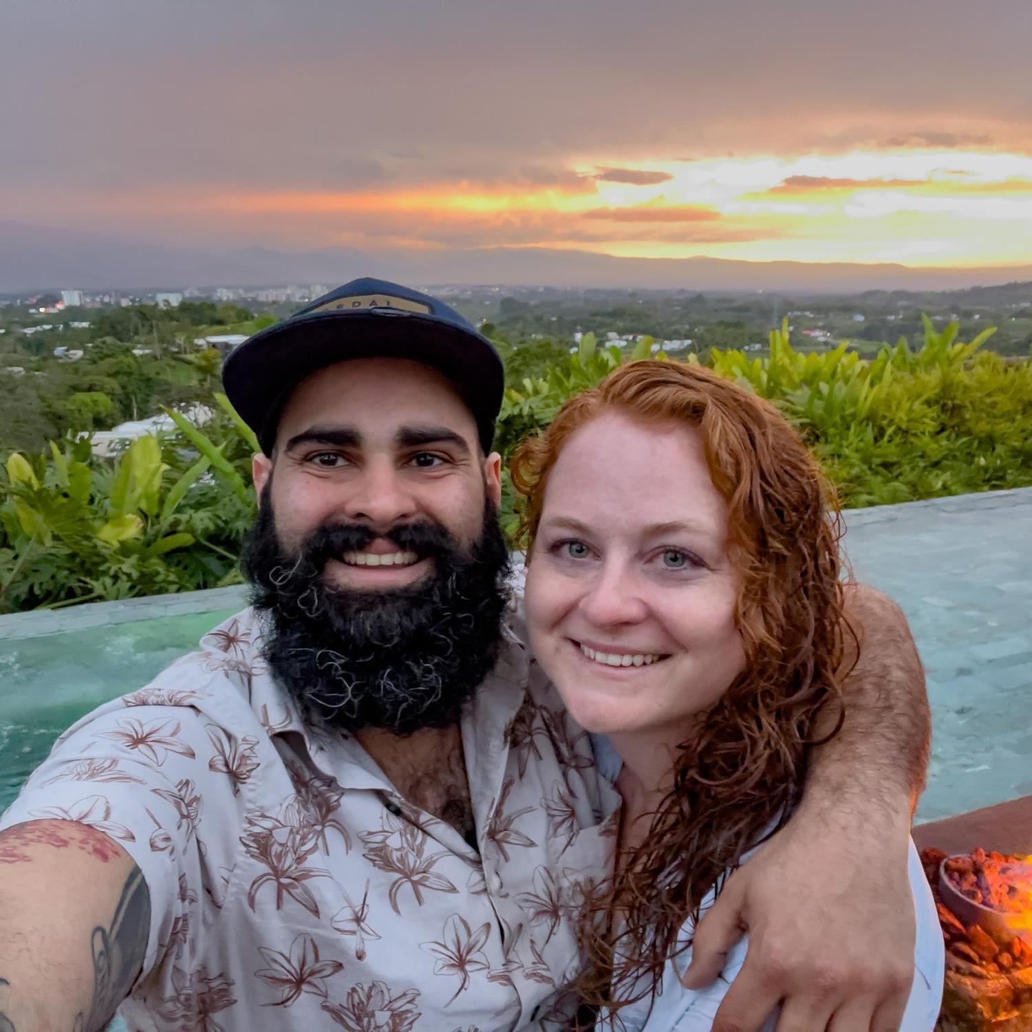 Pool side sunset in Quindio, Colombia