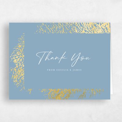 Blue Beach Wedding Thank You - Santini Landscape Foil