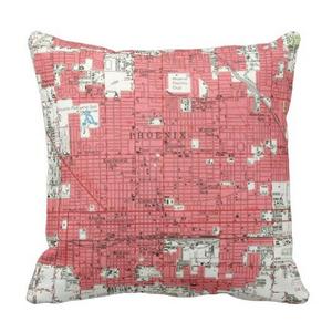 Vintage Map of Phoenix Arizona (1952) 3 Throw Pillow