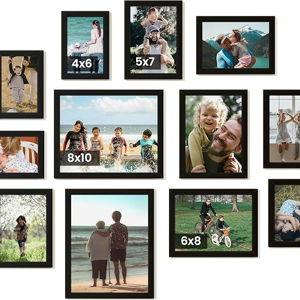 Heimlove Black Collage Picture Frames Set of 12,Two 8x10,Two 6x8, Four 5x7,Four 4x6 Photo Frames,Gallery Wall Frame Set for Wall Mount or Tabletop Display