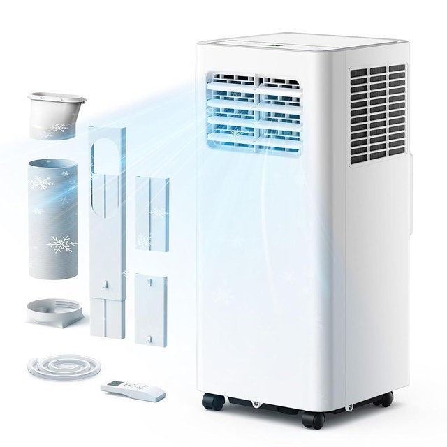 EUHOMY Portable Air Conditioners 12,000 BTU, 4-in-1 Portable Air Conditioner for Rooms Up to 550 Sq.Ft. with Cool, Fan, Dehumidifier, Sleep, Portable AC Unit with Remote & 24H Timer, Installation Kits