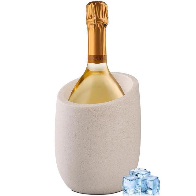 Beige Sand Stone Textures Wine Chiller Bucket – 750ml Resin Cooler for Wine & Champagne Bottles, Party Bar Cart Decor – Keeps Drinks Cold, Unique Gift for Wine Lovers, Housewarming