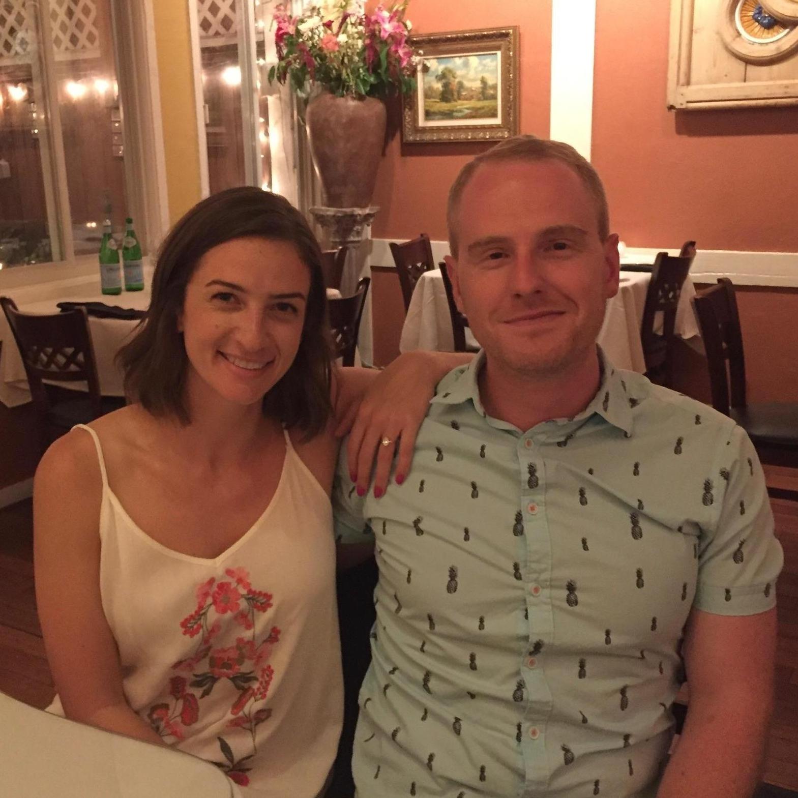 Celebrating the engagement with Chris' family