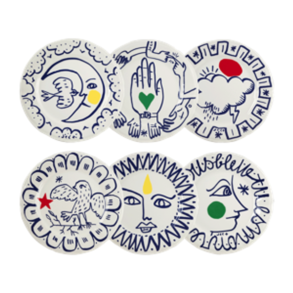 Gien - Jean-Charles de Castelbajac Set of 6 Dinner Plates