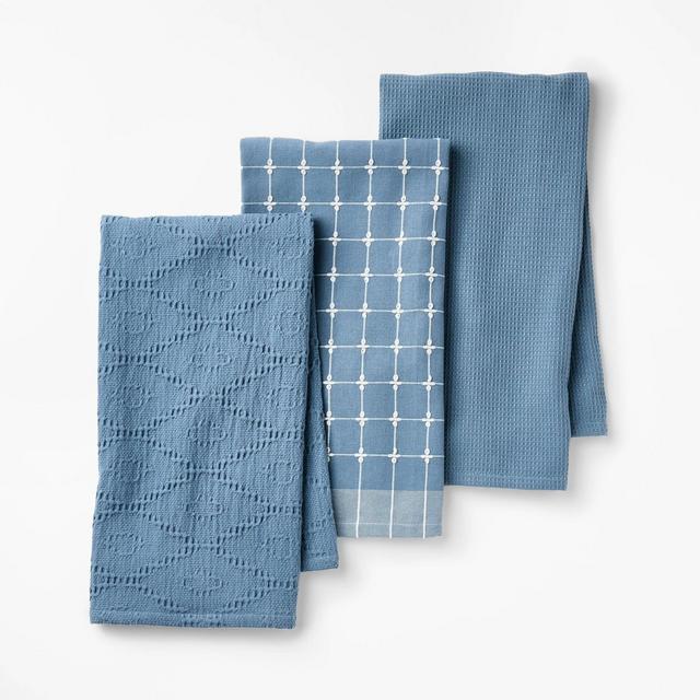 3pc Kitchen Towels Blue - Figmint™