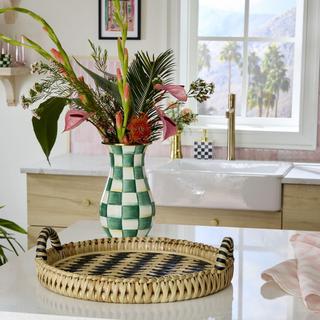 Emerald Check Enamel Tall Vase