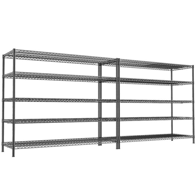 REIBII 55.5" W Storage Shelves 3200LBS Wire Shelving Unit 5 Tier Metal Shelving Garage Shelving 2PCS Heavy Duty Metal Shelves for Storage Rack Commercial Adjustable Pantry Shelf