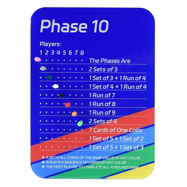 Ssryxsnan Phase 10 Score Board, 2025 New Acrylic Scoreboard for Phase 10 Card Game with 8 Colored Pegs, Board Card Games Accessories for Party Family Parties & Travel Adults