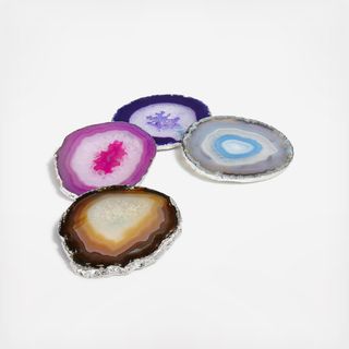 Assorted Silver Lumino Coasters, Set of 4