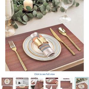 SLKQG Placemats Set of 6 - Easy Clean Washable Vinyl Placemats - Wipeable Heat Resistant Table Mats for Dining Table - 17.7x11.8 Inch (6, Red Gradient​)