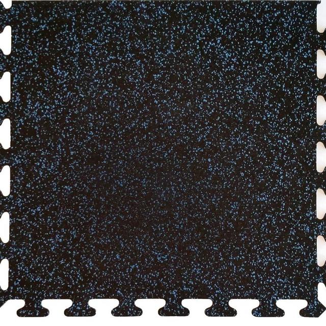 American Floor Mats Fit-Lock 3/8 Inch Heavy Duty Rubber Flooring - Interlocking Rubber Tiles (24" x 24" tile) 10% Blue - Single Border Tile