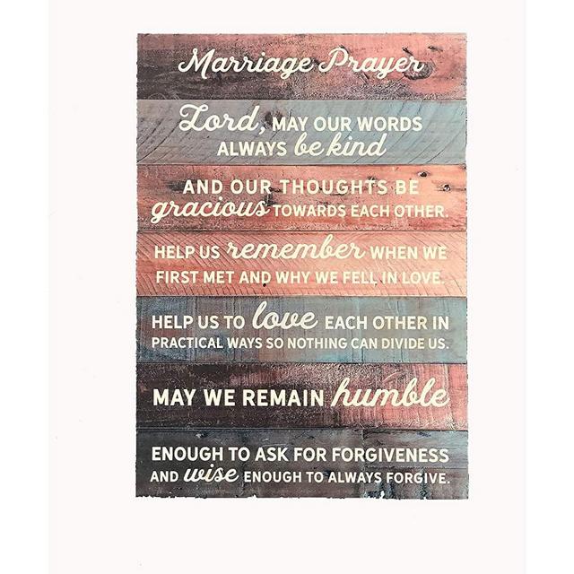 Ollie West Real Wood Marriage Prayer Sign - 12" x 17" - Charming Wedding for Couple - Rustic Pallet Marriage Prayer Wall Decor - Christian Decor - Religious Wall Decor - Newlywed Gift