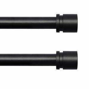 Byondeth Curtain Rods for Windows 16 to 48 or 60 Inches Max 2 Pack Adjustable Length 1 Inch Diameter Window Curtain Rod with Aluminium Finials, Black