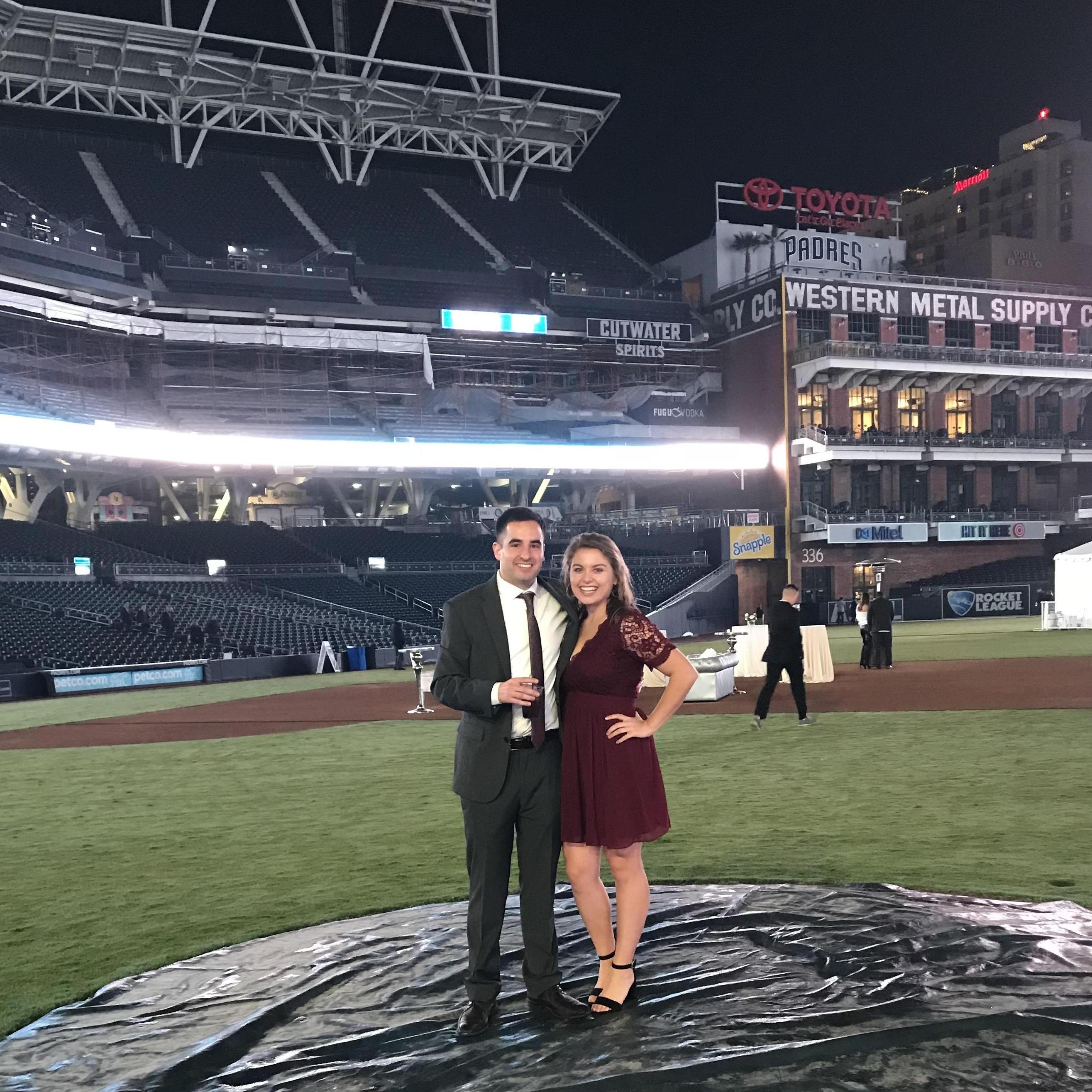 Enjoying Petco Park at Anthony's work holiday party