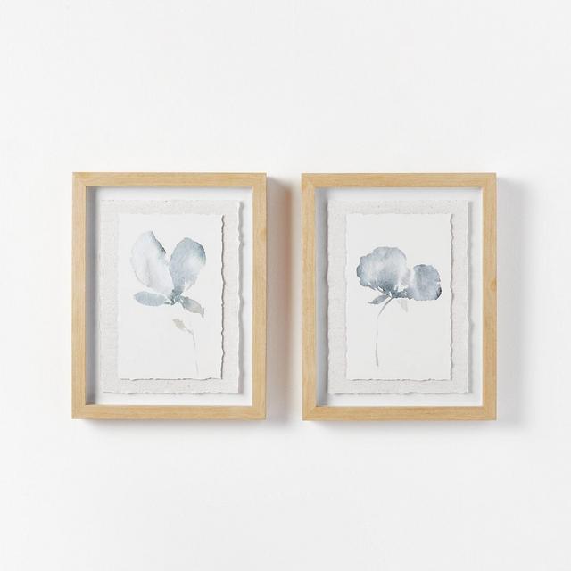 (Set of 2)11" x 14" Florals on Parchment Paper Framed Wall Arts - Threshold™ designed with Studio McGee