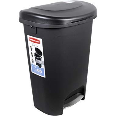 Rubbermaid Step-On Lid Trash Can for Home, Kitchen, and Bathroom Garbage, 13 Gallon, Black