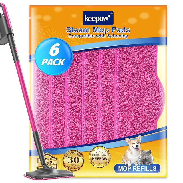 KEEPOW Microfiber Steam Mop Pads Compatible with Schenley Steam Mop Cleaner, Washable and Reusable Replacement Mop Pads Accessories （6 Pack）