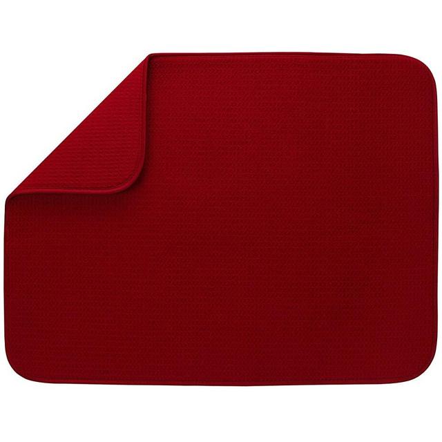 S&T INC. Absorbent, Reversible XL Microfiber Dish Drying Mat for Kitchen, 18 Inch x 24 Inch, Racer Red