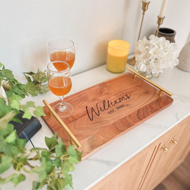 Personalized Serving Tray, Anniversary Gift, Serving Tray, Gift for Couple, Wedding Shower Gift, Monogram, Closing Gift, Bridal Shower Gift