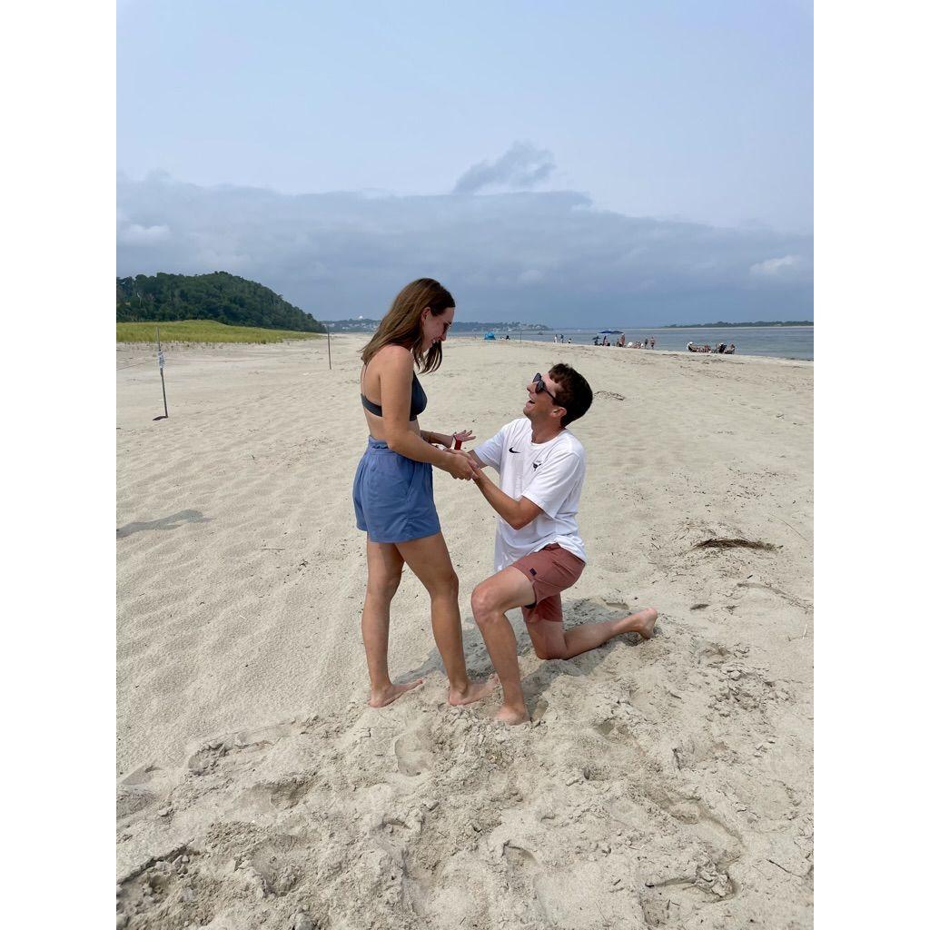 Kevin proposing at Crane Beach!