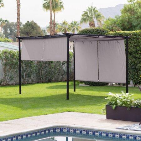 Belham Living Steel Outdoor Pergola Gazebo with Retractable Canopy Shades