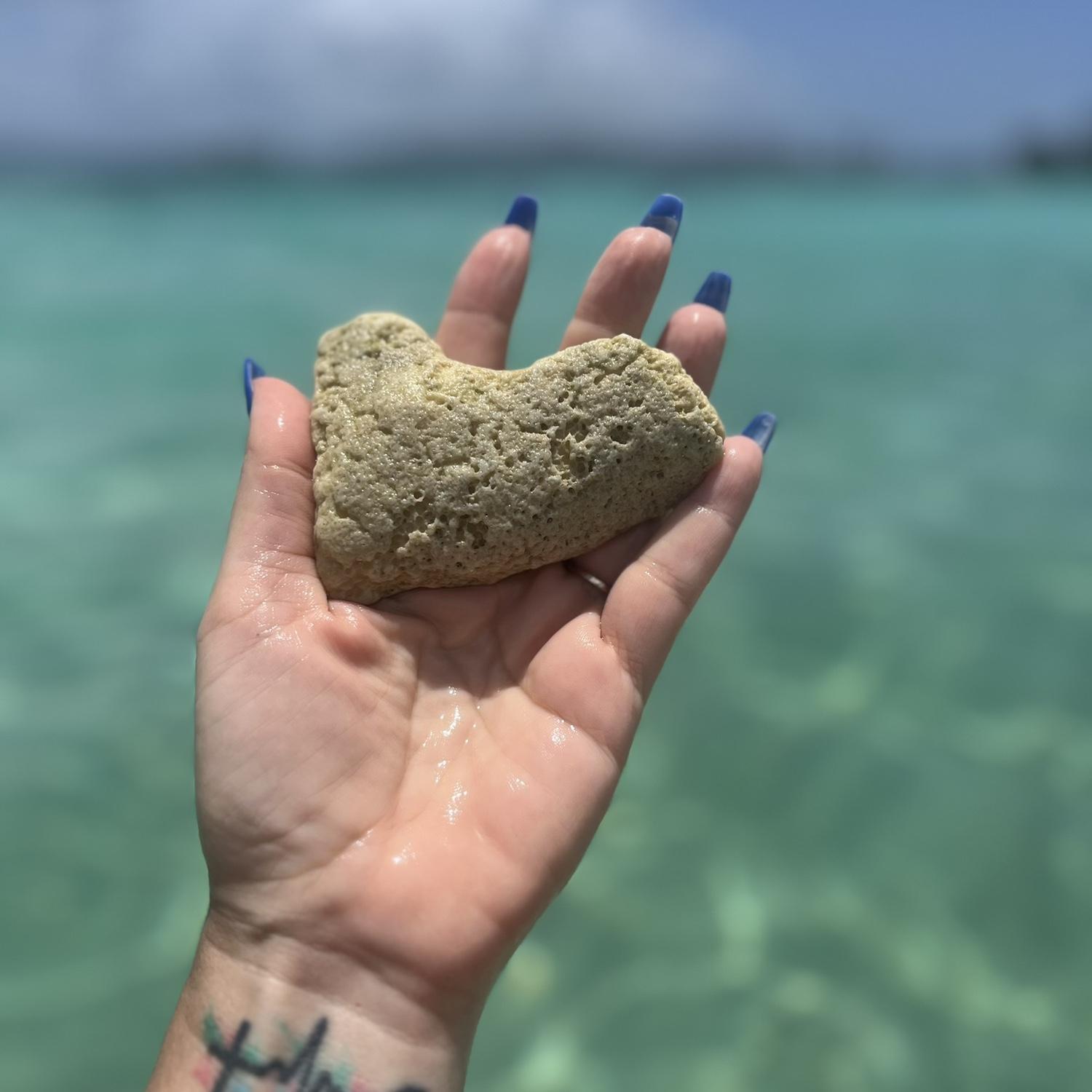 A heart shaped rock found in St Thomas after our engagement.