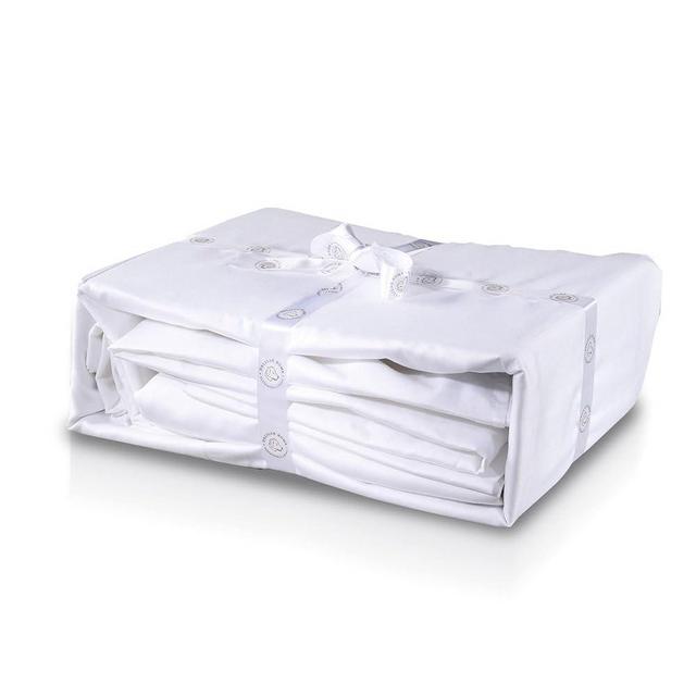 Delilah Home Sustainable Living 100% Organic Cotton King Bed Sheet Set, Certified by GOTS and Vegan.org, 300 Gram TC, Proudly Made in Portugal, 4 Piece Set, White