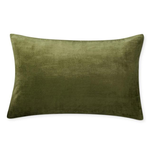 Solid Velvet Pillow Cover, 14" x 22", Olive