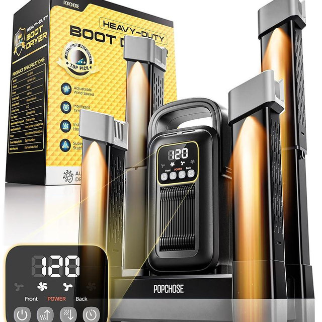 POPCHOSE Heavy-Duty Boot Dryer, Upgraded Shoe Dryer Helps Reduce Odor, Glove & Boot Warmer, Silent & Adjustable Timer
