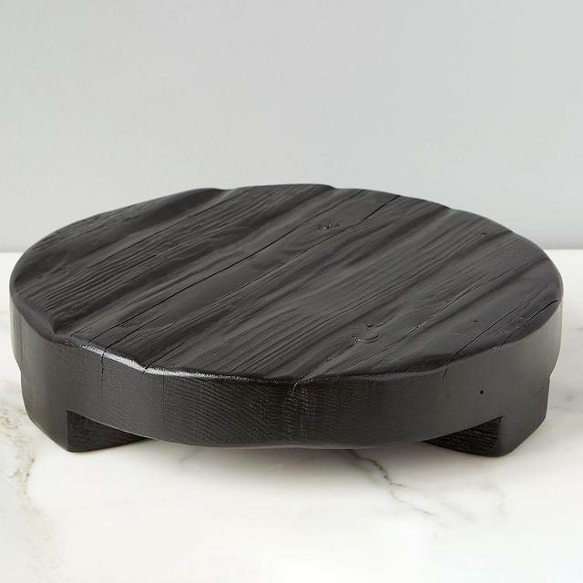 Black Reclaimed Wood Round Pedestal - Medium