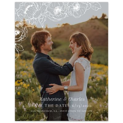 White Country Wedding Digital Save the Date - Rooftop Portrait