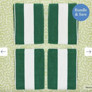 Weezie Towels - Beach Towel Bundle (4 pieces) - Green Cabana Stripe