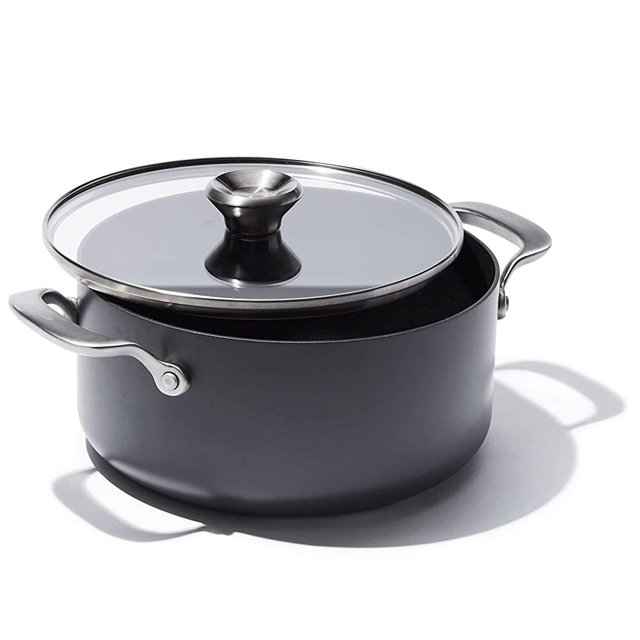 OXO Professional Hard Anodized PFAS-Free Nonstick, 5QT Stock Pot with Lid, Induction, Diamond reinforced Coating, Dishwasher Safe, Oven Safe, Black