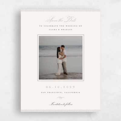 Greige, Brown Wedding Save the Date - Dinard Photo