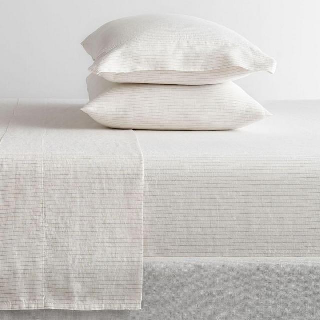 Belgian Flax Linen Pinstripe Sheet Set, King, Flax