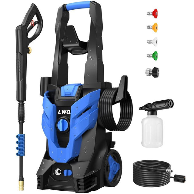 Pressure Washer, Power Washer with 4 Quick Connect Nozzles, High Pressure Cleaning Machine with Foam Cannon for Cars/Fences/Driveways/Patios/Home Cleaning, Blue