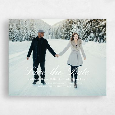 White Typography Wedding Save the Date - Blake Landscape