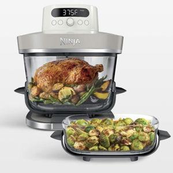 Ninja Crispi Pro Glass Air Fryer Cooking Station in Bone White + Reviews | Crate & Barrel