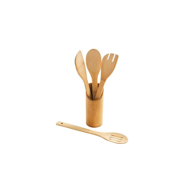The Lakeside Collection Bamboo Utensil Set with Container