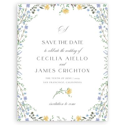 White Wedding Digital Save the Date - Papillon Portrait