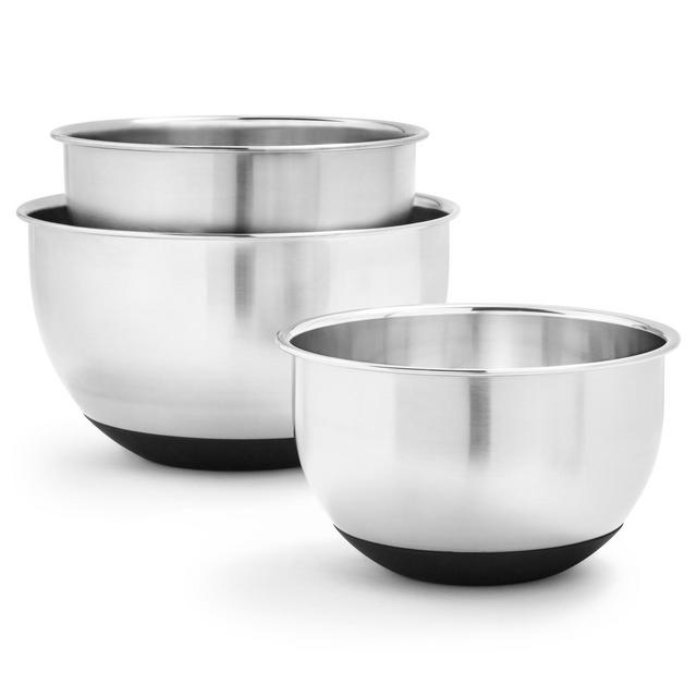Non-Skid Stainless Steel Mixing Bowls, Set of 3