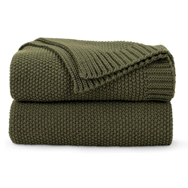 CozeCube Olive Green Throw Blanket for Bed